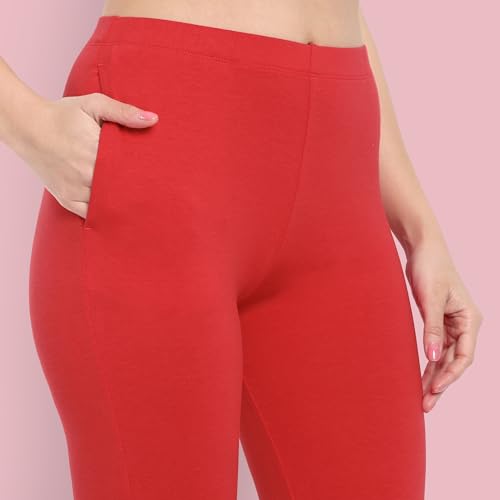Image of ONE SKY Women Full Length Leggings | Cotton Modal Spandex Blend | High Waist Stretchable & Bio-Washed Fabric | Colour-Lock Technology | Comfortable Leggings for Women
