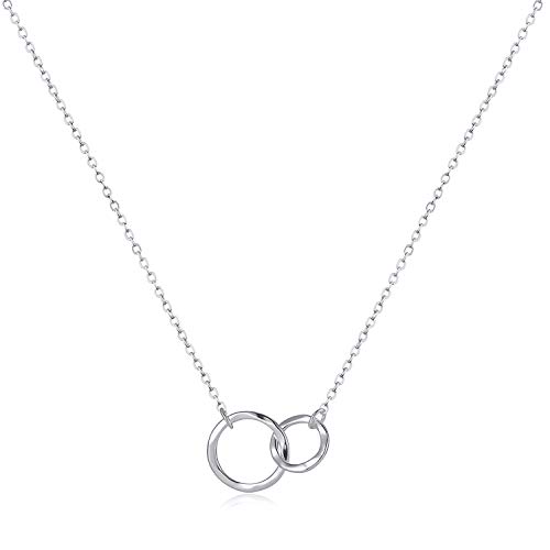 Image of Fettero Pendant Necklace Gold Choker Layered Coin Open Karma Circle Full New Crescent Moon 14K Gold Plated Simple Dainty Necklaces for Women Jewelry Gift