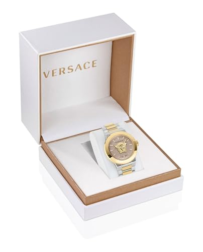 Versace Medusa Infinite Collection Luxury Mens Watch Timepieces with a Two Tone Bracelet and Case featuring a Ivory Dial4