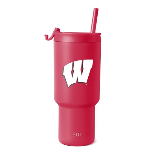 Image of Simple Modern Wisconsin Badgers Tumbler with Straw | 30oz | Collegiate