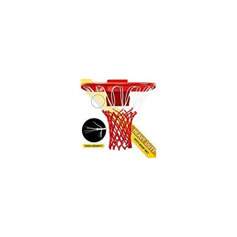 Progoal Professional Basketball Net Replacement,Heavy Duty Thick Net Fits Standard Indoor and Outdoor 12-Loop Rims (Red&White, Standard Size) Cover