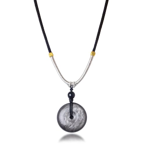 CH.yishi Silver Sheen Obsidian Pendant