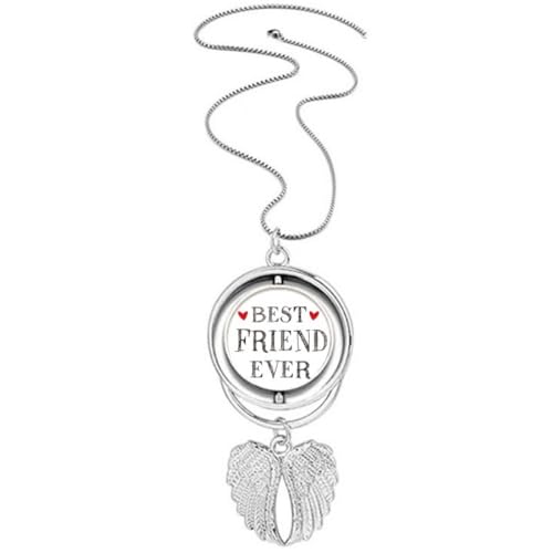 Collier pendentif cœur ailes d'ange avec message Best friend ever pour bijoux femme tendance