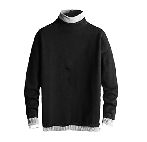 Pull en tricot col roulé homme contre le froid style vintage coréen XL
