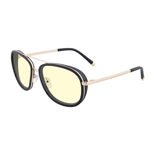 Gunnar Gafas videojuegos y ordenadores - DUME - Color del marco: Gold, Tinte de lente: ámbar (bloquea el 65% de la luz azul y el 100% de la luz ultravioleta) ✅