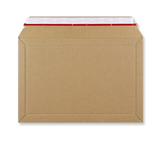 Pochette A5+ rigide 400 g/m² en carton ondulé avec bande autocollante