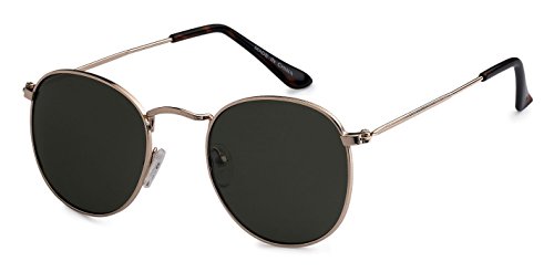 Eason Eyewear Quality Men's/Women's Vintage Inspired Metal Round Sunglasses Mirrored lens Gradient lens Gold/G15