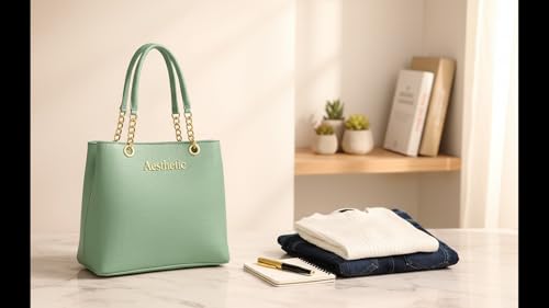 Image of Women's Structured Handbag | Premium Croc-Texture Tote Bag with Chain Handle | Stylish Office & Daily Use Ladies Shoulder Bag