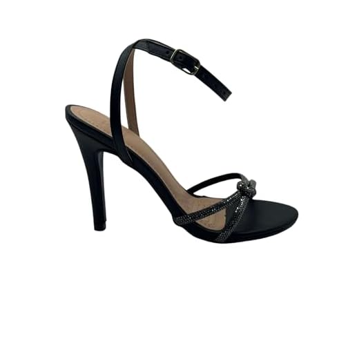 Sandália Feminina Salto Fino, strass com Brilho Elegante e Sofisticada (Napa Preto, BR, Adulto, Numérico, 40)