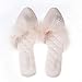 Flip Flop Satin Pantoufles Mariée Demoiselle d'honneur Mariage avec Cérémonie À La Main Pantoufles en Plumes D'autruche D'intérieur,Rose,36/37,Baifantastic