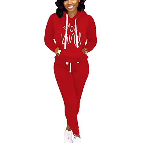 Mrskoala Two Piece Outfits For Women Workout Sweatsuits Matching Tracksuit Lounge Set Red Xl #TOP2