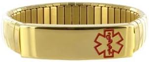 American Medical ID Mens Gold Tone Expansion Wristband 8" Medical ID Bracelet