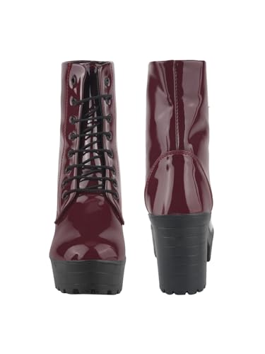 Image of Shoetopia Women & Girls Lace Up Block Heeled Western Boots