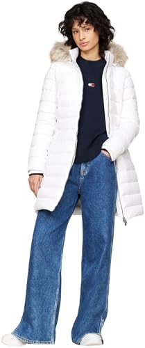 Tommy Jeans Women's Tjw Essential Hooded Down Coat Dw0dw18864 Puffer Coat, White (White), L
