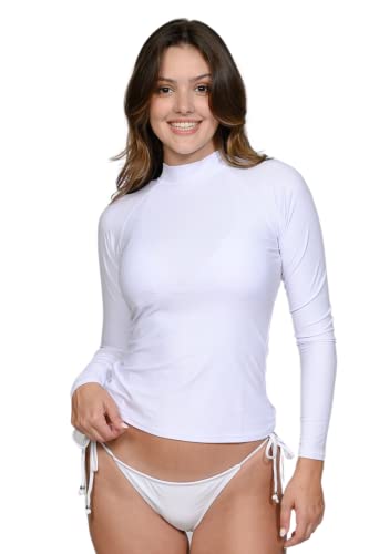 Ingear Women's Uv Sun Protection Long Sleeve Rash Guard Wetsuit Swimsuit Top (White, X-Large) #TOP6