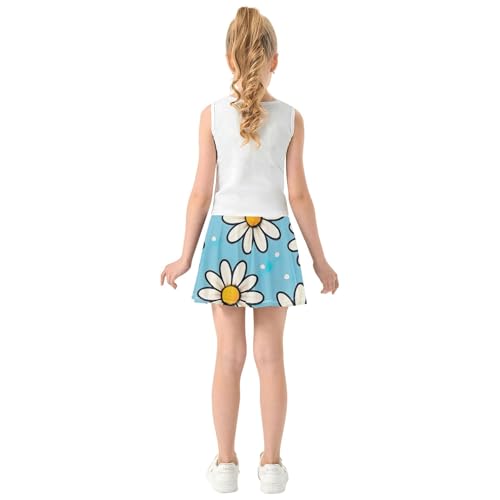 Athletic Shorts for Girls Skorts Toddler Tennis Skirts Running Butterfly Skirt White Daisies Light Blue 3t4