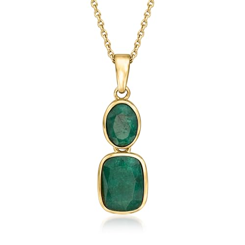 Ross-Simons 2.40 ct. t.w. Emerald Pendant Necklace in 18kt Gold Over Sterling. 18 inches