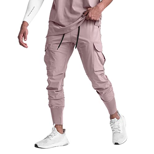 Pantalon d'entraînement avec poches pour homme running et fitness rose
