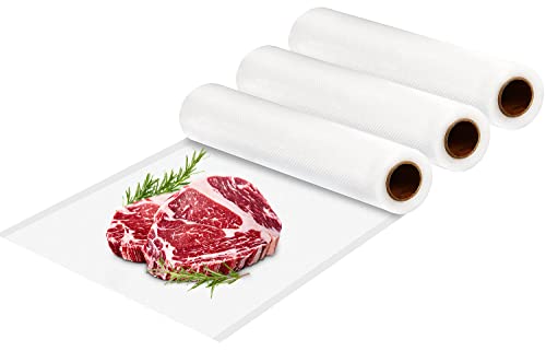 jutyum Sacchetti per Sottovuoto Alimenti, 3 Rotoli 28 x 600cm, Rotolo Sottovuoto Alimenti per Conservazione Alimenti, Sacchetti Sottovuoto Alimenti per Macchine Sottovuoto, Senza BPA (3PCS)