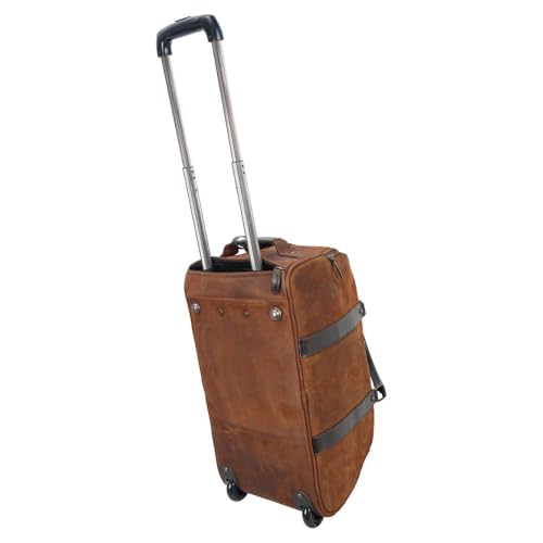 Schneiders Lexington Rolling Leather Duffle Bag | Pre-Oiled Split Hide Weekender for Equestrians | Retractable Handle | Spacious Storage | Color Brown