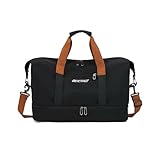 Bolsa Mala de Viagem e Academia Grande Capacidade Portátil, Leve, Transversal, Casual Unissex para Fitness, Natação, Camping e Uso Diário (Preto)