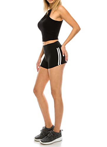 Image of ALWAYS Women's High Waist Spandex Athletic Shorts - Side Stripe Soft Stretch Biker Running Yoga Gym Workout Anti-Chafe Under Dress Layering Short Grey White XL