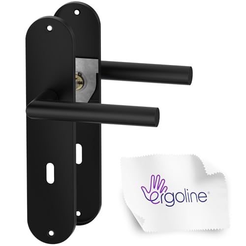 ERGO line Schwarz Türbeschlag SIGMA, Renovierungsgarnitur für Zimmertüren, Langschildgarnitur Renovierung Drückergarnitur Türklinke Schwarz, Türdrücker, Türgriff