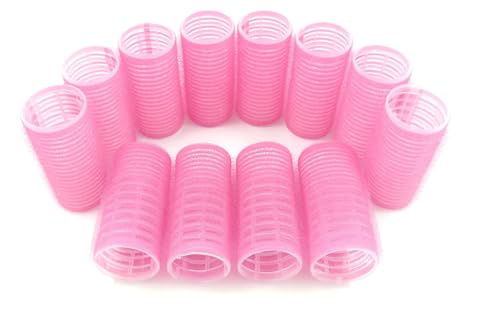 Self Grip Small Hair Rollers for Heatless Curls (0.8\" x 2.4\", Pink) – Velcro Plastic Curlers for Women & Girls – DIY Salon Styling for Short & Medium Hair, 24 Pack