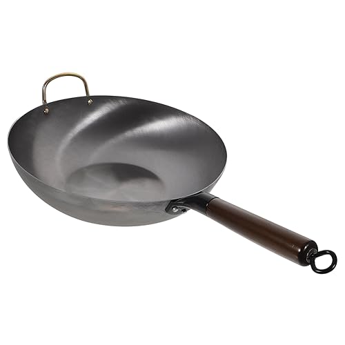 Wok de Cocina con Mango de Madera y Fondo Plano