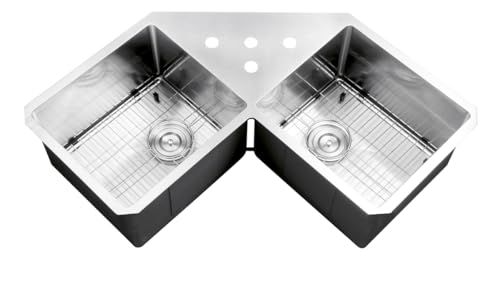 Ruvati Undermount Corner Butterfly Kitchen Sink 16 Gauge 44 inch Double Bowl Stainless Steel - RVH8400