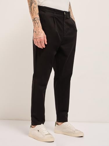 Image of THE BEAR HOUSE Men's Cotton Solid Cropped Carrrot Fit Chinos