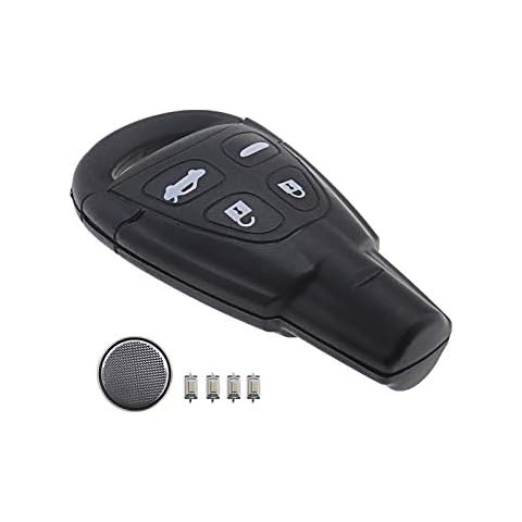 Key Fob Case Repair Kit, Compatible with SAAB 9-3 2003-201, 9-5 2003-2011 Remote Key - 4 Button (Uncut Blade) Cover
