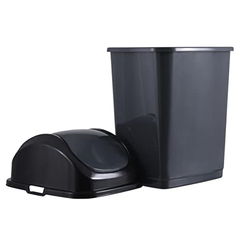 Image of Superio Swing Top Trash Can,Set of 3 Waste Bins for Home, Kitchen, Office, Bedroom, Bathroom, Ideal for Large or Small Spaces - White (Grey-10 qt+2 5 qt)