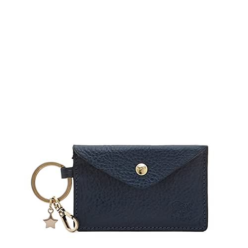 IL BISONTE | Llavero monedero para mujer de doble piel de vacuno y estrella decorativa - Scarlino SKH042 | Made in Tuscany, turquesa, Talla única Cover