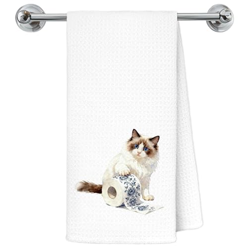 Exqcom Funny Ragdoll Cat Bathroom Hand Towels, Ragdoll Cat Gifts,