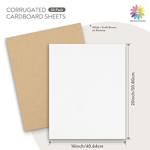 Image of Mat Board Center, 50 Pack 16x20 Inch Corrugated Cardboard Sheets