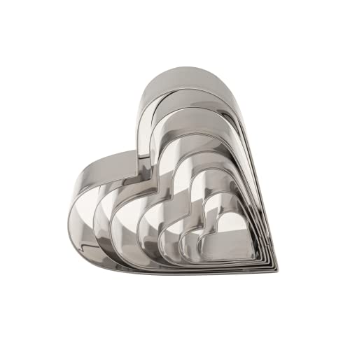Image of KMW Stainless Steel Heart-Shaped Cookie Cutter Set (7 Pieces Set) | Cake Decorating Tools | Molds for Biscuits and Sandwiches