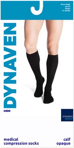 Image of Sigvaris Dynaven 923 Men's Ribbed Closed Toe Knee Highs w /Grip Top - 30-40 mmHg