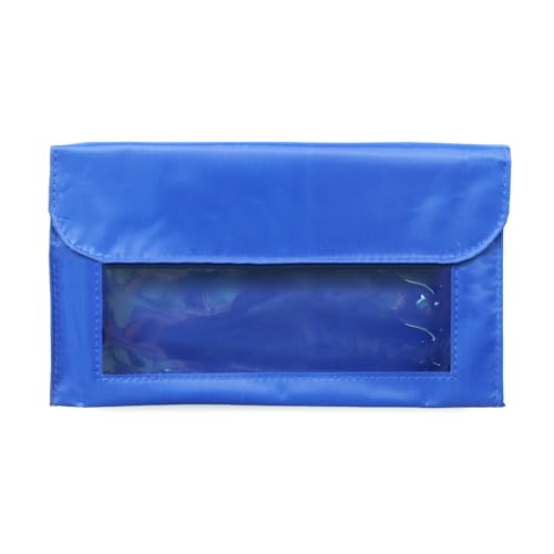 Oxxggkao Soporte para bolígrafo de pizarra blanca con fuertes bolsillos de almacenamiento de tira magnética de 9 x 5 pulgadas, bolsa organizadora para nevera, taquilla y bolígrafo, Blue