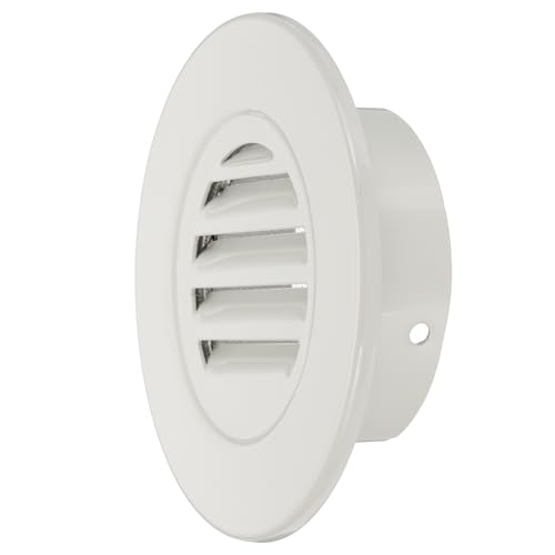 PATIKIL 4 Inch Round Soffit Vent, Aluminum Alloy Wall Vent Grille Cover Exterior Exhaust Louvered Vent with Built-in Mesh for Kitchen Bathroom Garage, Light Gray