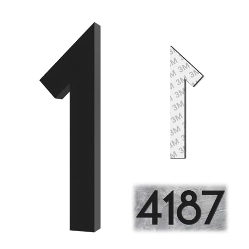 3 Inch Self-adhesive Mailbox Numbers, Modern House Numbers for Outside Address Numbers for House Office Hotel Room Apartment Easy to Install Strong adhesive backing (1, Black)