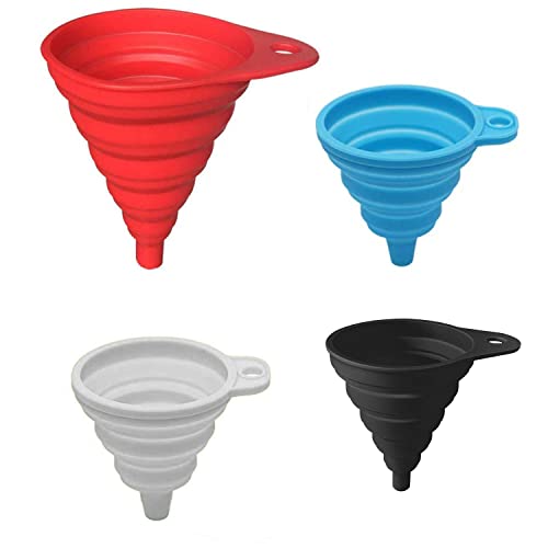 iSnuff Small Funnel Set of 4 Sizes Silicon Mini Funnels for Filling Bottles Collapsible Funnel, Small and Large, Kitchen Gadgets Accessories Foldable Funnel for Water Bottle Liquid Transfer Food Grade