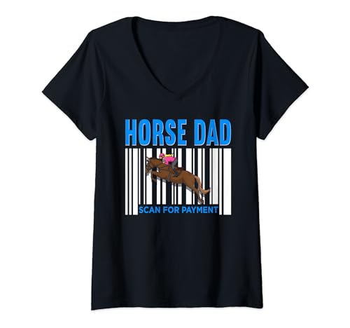 Horse Dad Scan for Payment Proud Rider Funny Horse Papa T-Shirt avec Col en V
