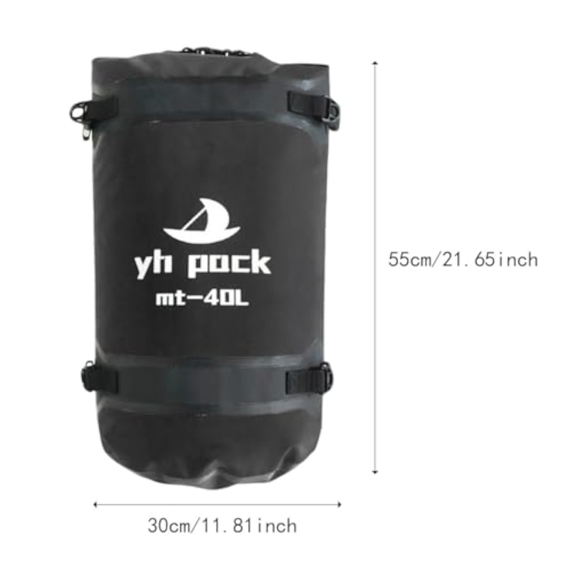 Universal Waterproof Duffel Bag for Travel and Hiking, Black 40L