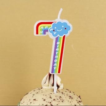 JuzfunTM Rainbow Birthday Number Candle for 7th Celebration Cake Decoration, Anniversary Kids Party Supplies