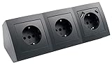 Maße: 220 mm x 80 mm x 80 mm MC POWER - Steckdosenblock Unterbausteckdosen  Flair  3-Fach Steckdose + USB-C/A, 15cm Kabel mit Lüsterklemme, 250V~ / 16A, Aufbau, anthrazit matt