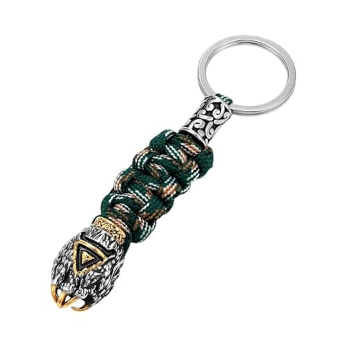 New 2026 Unisex Pumk Norse Runes Bear Claw Keychain Stainless Steel Wolf Camping Rope Survival Keyring Vintage Handmade Jewelry Findings Fashion Trendy Accessories Creative Gift For Women And Men