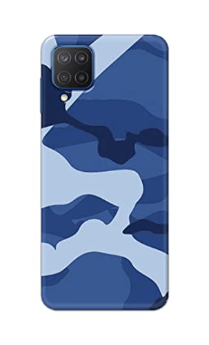 Image of Printed Hard Back Cover Case for Samsung Galaxy M12 Back Cover (Army Blue Pattern) -702