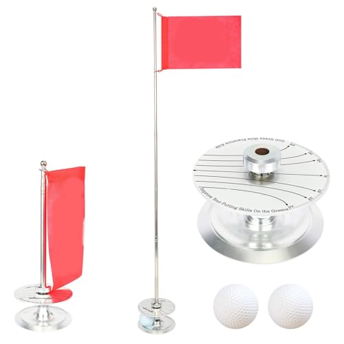 AMISENK Juego de copas retráctiles con bandera de golf, herramienta de práctica de entrenamiento para interiores y exteriores