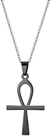 JewelryWe Mens Womens Egyptian Ankh Cross Pendant Stainless Steel Necklace